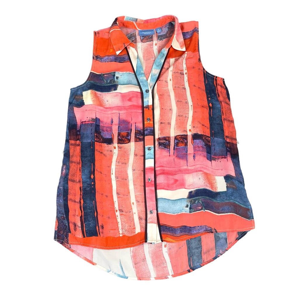 Simply Vera Vera Wang Button Up Sleeveless V Neck Top US Women's M